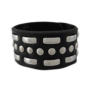 Black Vinyl Wristband with Curved Link Studs